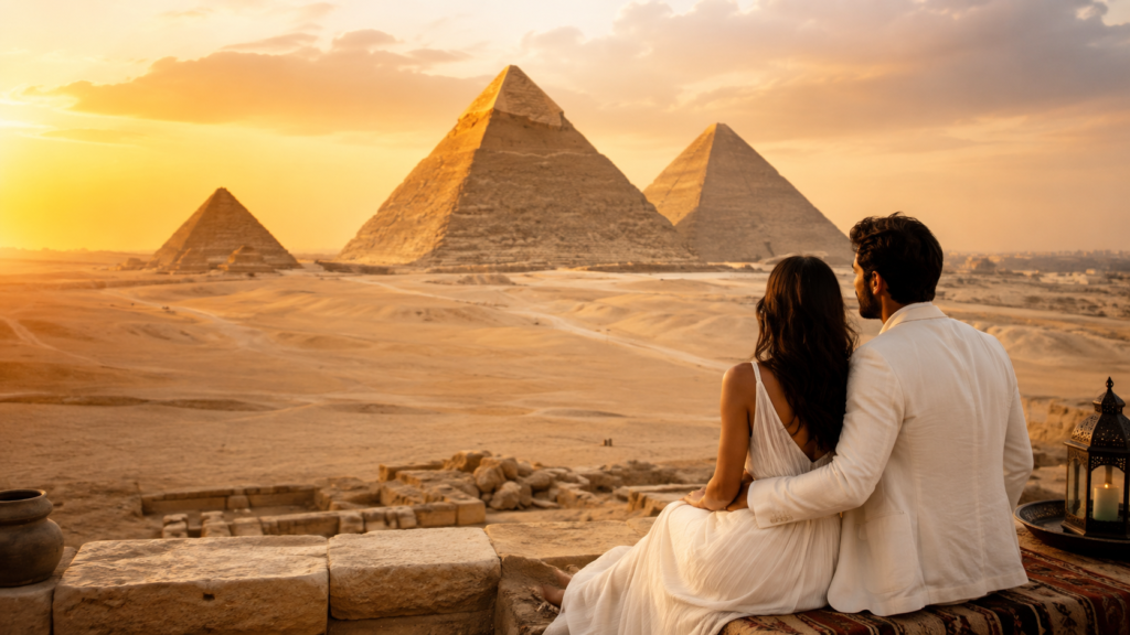 Giza Pyramids during a Cairo Alexandria Hurghada Honeymoon